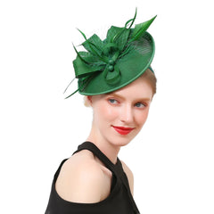 Premium Christmas Fascinators Hat Derby Wedding Feather Sinamay Fascinator Perfect Tea Party Bride Headband with Clip Female - SHOWLU FASHION STORE