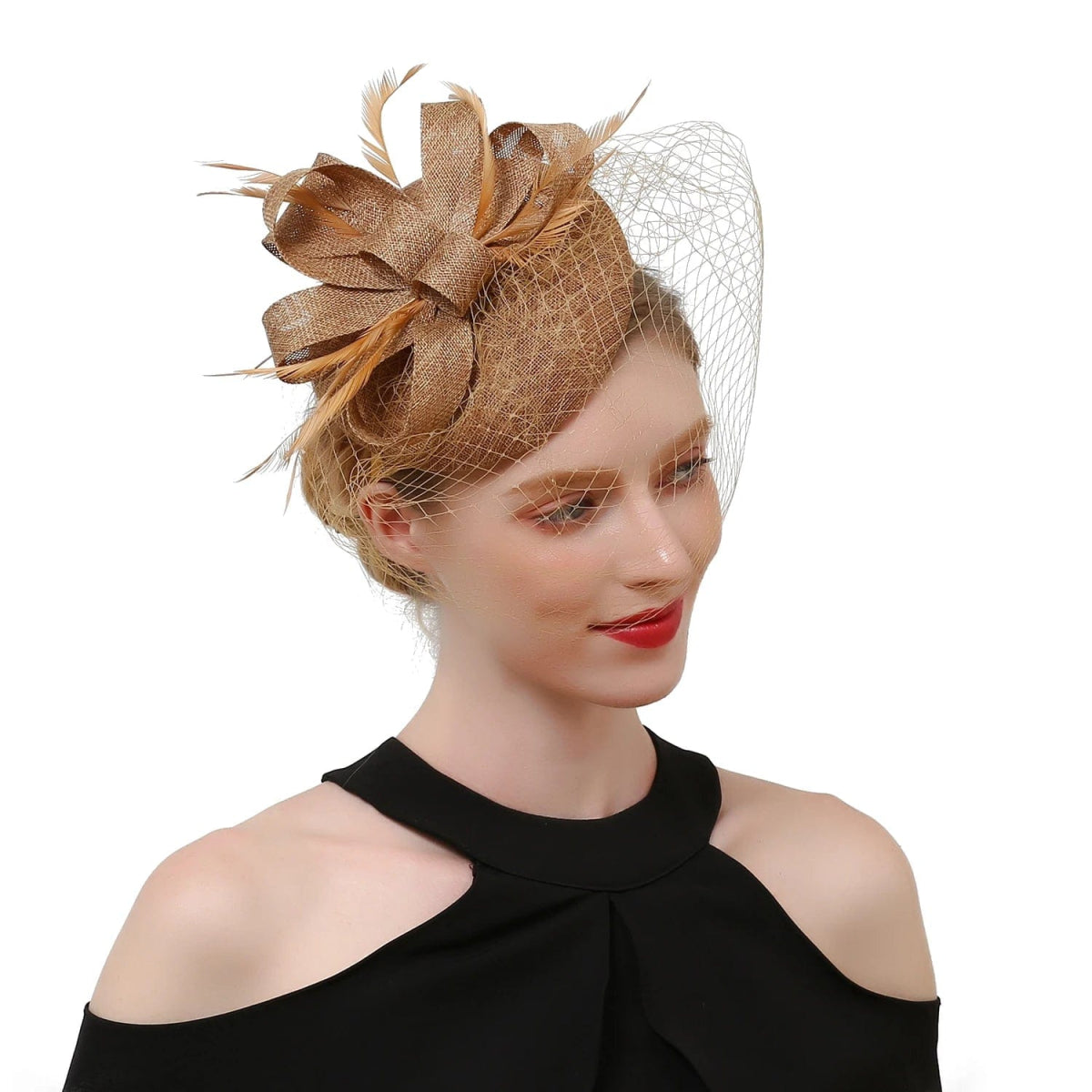 Premium Christmas Fascinators Hat Derby Wedding Feather Sinamay Fascinator Perfect Tea Party Bride Headband with Clip Female - SHOWLU FASHION STORE