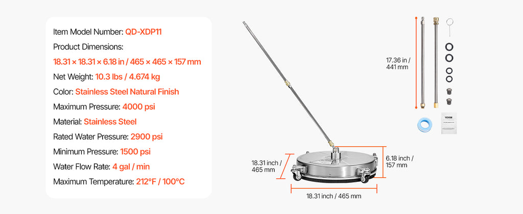 Showlu Smart General rotary surface cleaner for pressure washers, featuring a circular cleaning head and durable construction.
