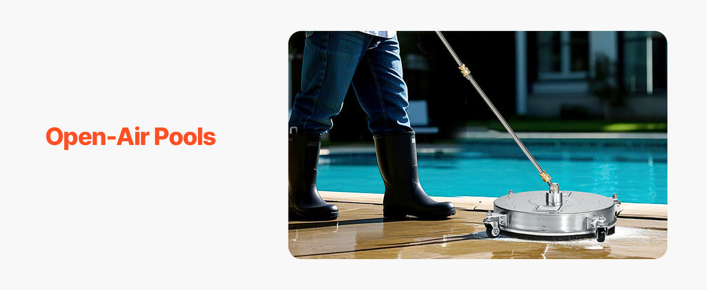 Showlu Smart General rotary surface cleaner attached to pressure washer, with a wide cleaning head for efficient outdoor surface cleaning.