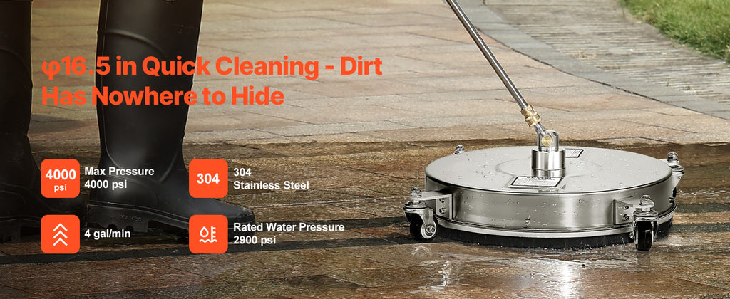 Showlu Smart General Rotary Surface Cleaner attached to a pressure washer, designed for efficient cleaning of large flat surfaces.