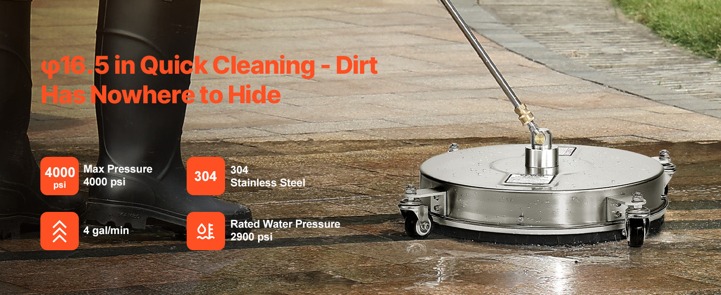 Showlu Smart General Rotary Surface Cleaner attached to a pressure washer, designed for efficient cleaning of large flat surfaces.