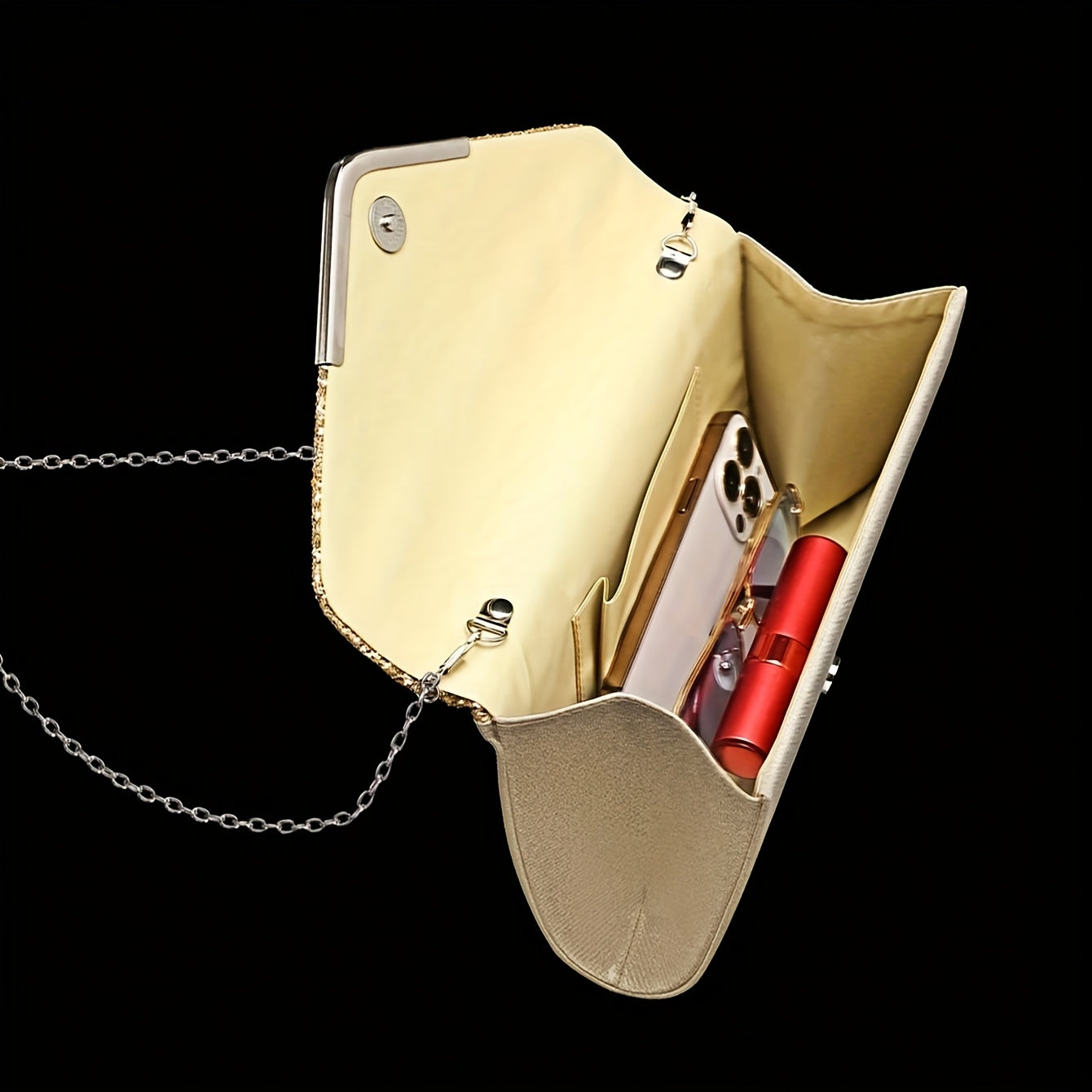 Sparkling Sequin  Rhinestone Dangle Clutch Set