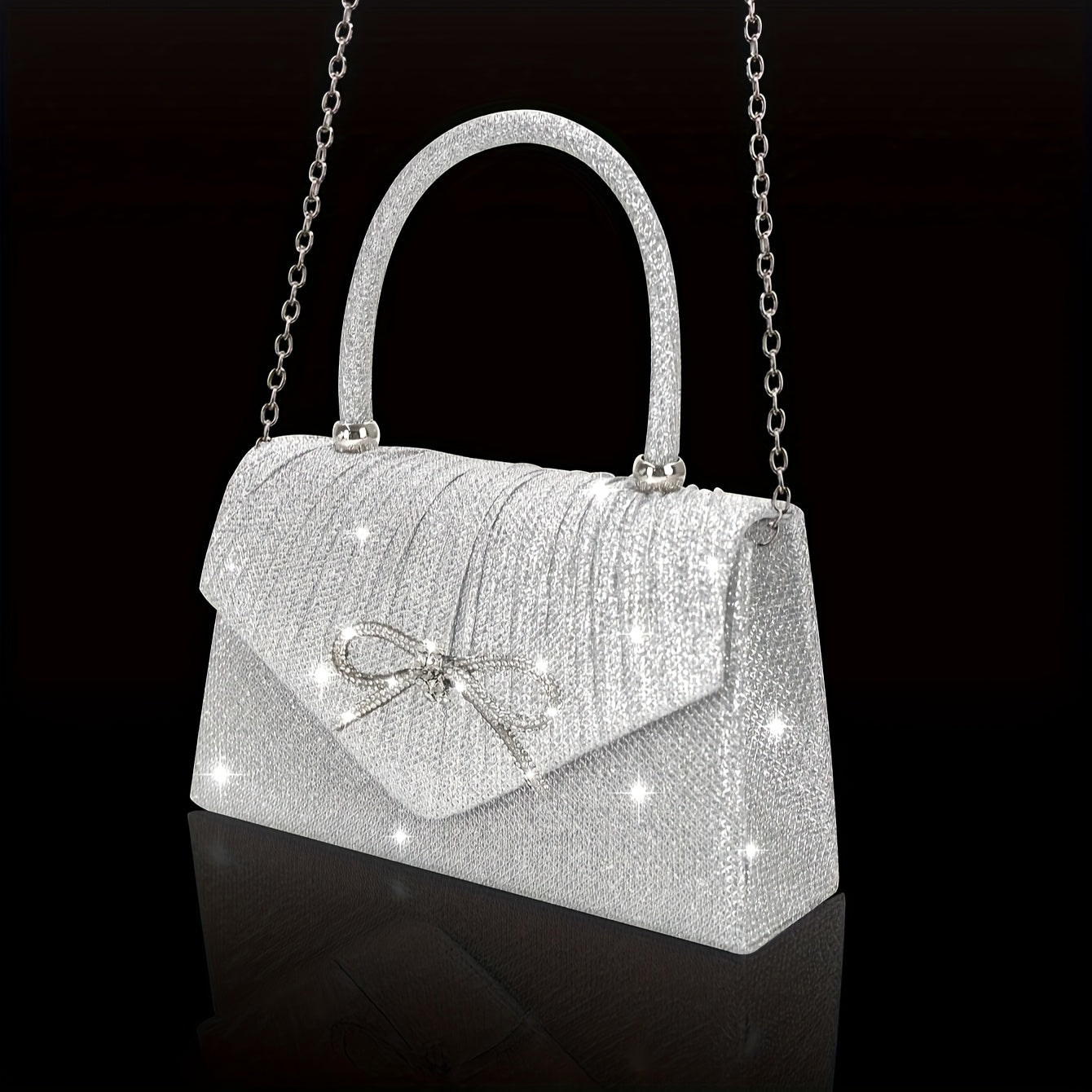 Champagne Sequin Clutch  Rhinestone Jewelry Set Valentines Gift