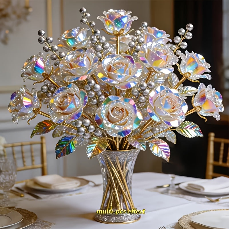Dazzling Crystal Rose  Berry Set MaintenanceFree Home Decor
