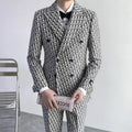 Slim fit men's double-breasted wedding tuxedo suit by SHOWLU FASHION STORE, includes jacket and pants, perfect for formal occasions.