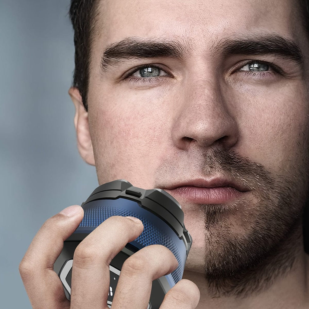 SOLIMPIA 6D Electric Shaver by SHOWLU FASHION STORE showing a high-speed magnetic razor with LED display and cleaning system.