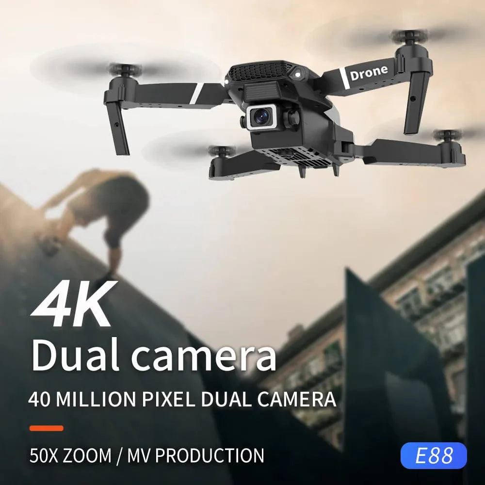 SONGLINSL E88 foldable drone with 4K HD camera, WiFi FPV, height hold, RC quadcopter, ideal for aerial photography and kids' toys