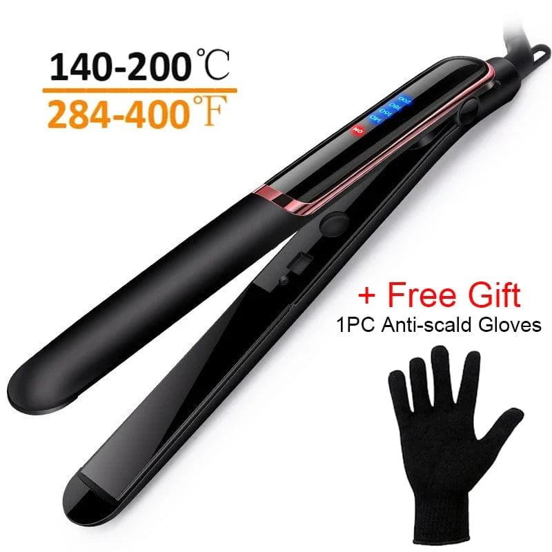 YIBER 2-in-1 negative ion hair straightener and curler with tourmaline ceramic plates, professional hair styling tool