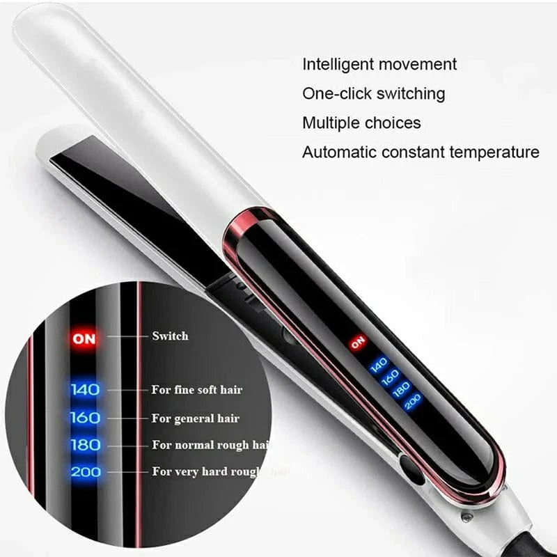 YIBER 2-in-1 negative ion hair straightener and curler with tourmaline ceramic plates, professional hair styling tool