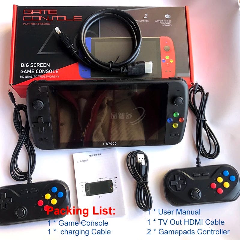 PS7000 Video Game Console 7 Inch Quad - Core HD LCD Screen 6000+ Games Retro Game Console Portable Handheld Game Player - SHOWLU FASHION STORE