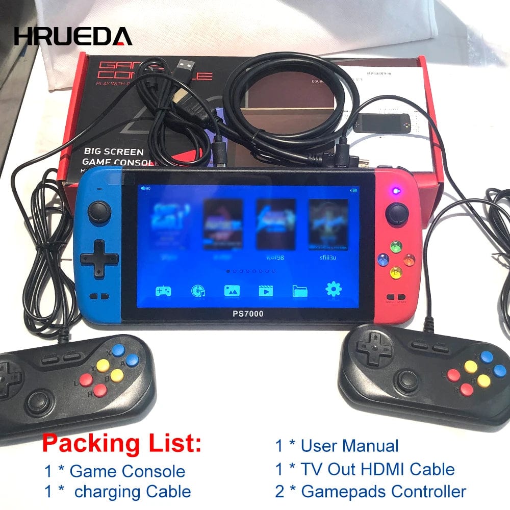 PS7000 Video Game Console 7 Inch Quad - Core HD LCD Screen 6000+ Games Retro Game Console Portable Handheld Game Player - SHOWLU FASHION STORE