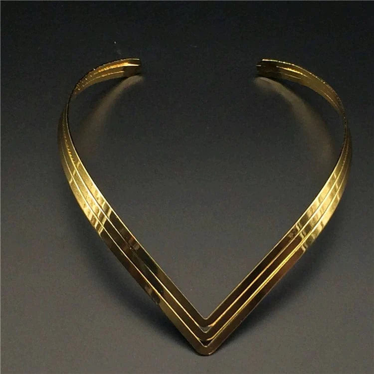 Multi-layer punk metal clavicle chain necklace with blade accents, stylish street fashion accessory by Showlu Fashion.