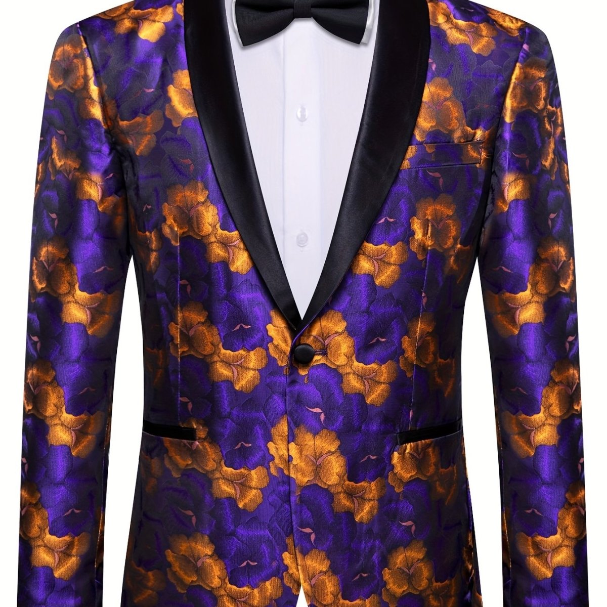 Purple floral jacquard blazer with shawl lapel, vintage style suit jacket for women, casual or wedding attire from SHOWLU FASHION STORE.