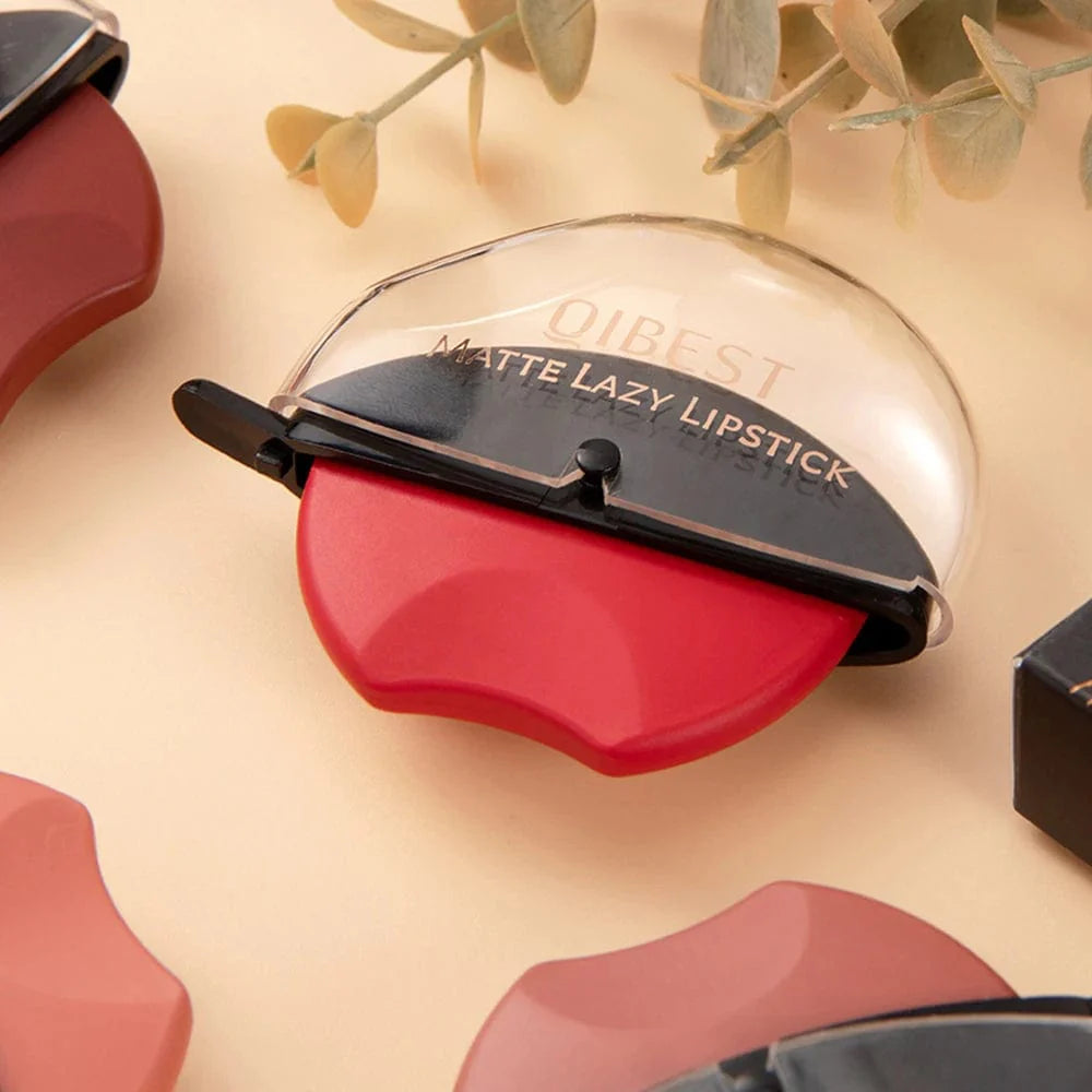 QiBest Lip-Shaped Lazy Lipstick by Showlu Fashion Store, velvet matte long-lasting moisturizing waterproof lip gloss in a unique lip shape.