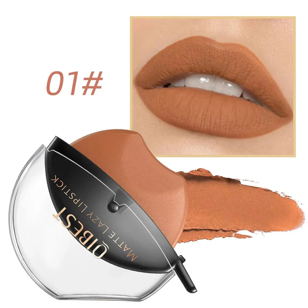 QiBest Lip-Shaped Lazy Lipstick by Showlu Fashion Store, velvet matte long-lasting moisturizing lip gloss with waterproof finish.