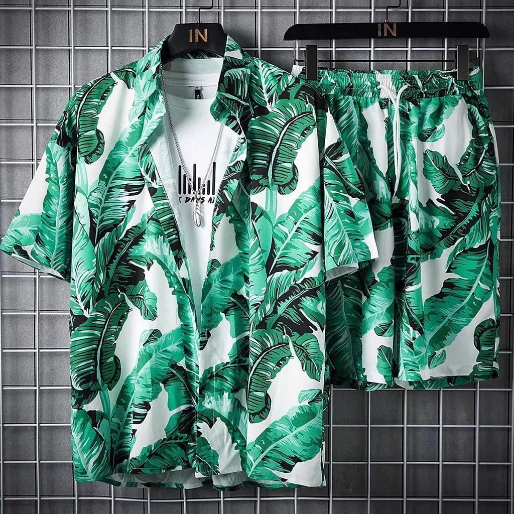 Men's quick-dry beachwear set by Showlu Fashion, featuring a printed 2-piece outfit perfect for beach and swim outings.