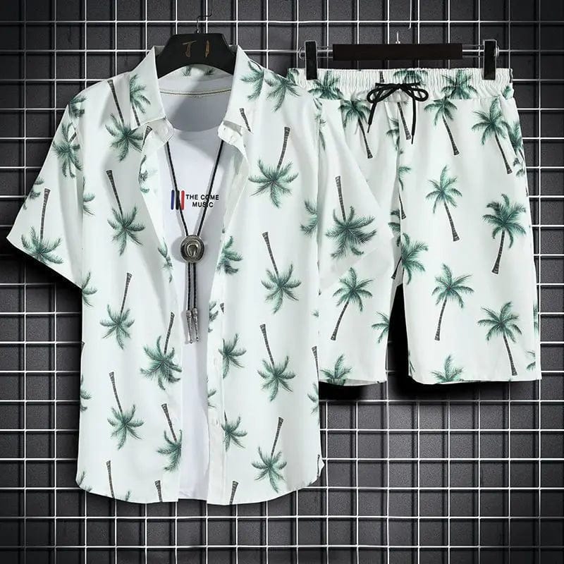 Men's quick-dry beachwear set by Showlu Fashion, featuring a printed 2-piece outfit for beach or poolside wear.