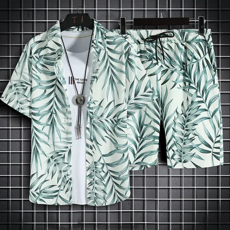 Men's quick-dry beachwear set by Showlu Fashion, featuring a printed 2-piece outfit perfect for summer beach activities.