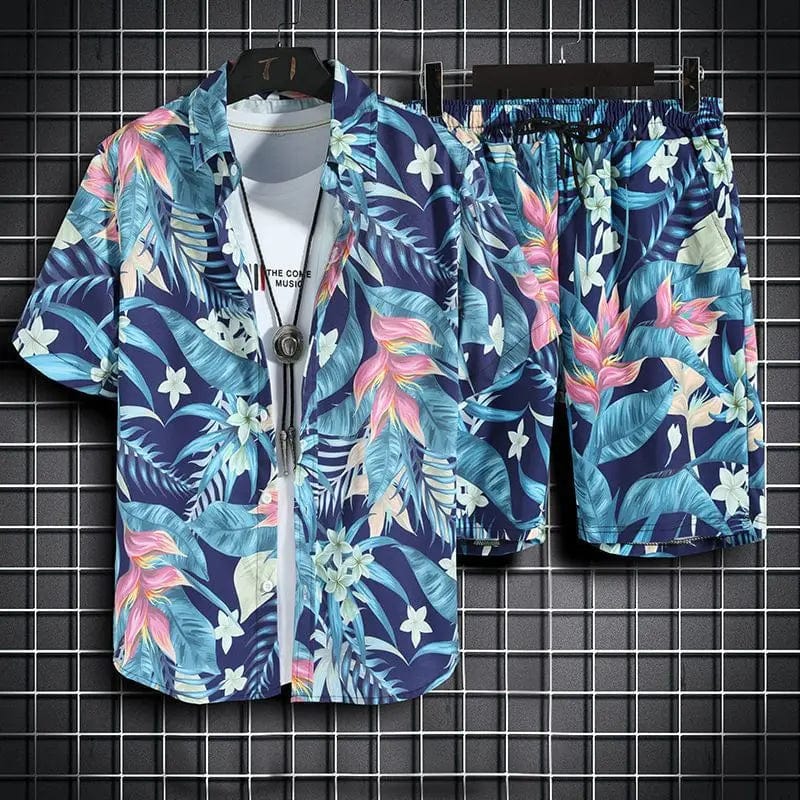 Men's Quick-Dry Beachwear Set by Showlu Fashion, 2-piece printed outfit with lightweight, moisture-wicking fabric for beach or pool days.