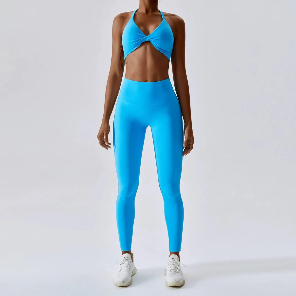 Showlu Nude Feel Yoga Suit two-piece fitness set featuring quick-drying, sexy sportswear in a candy color for yoga and running.