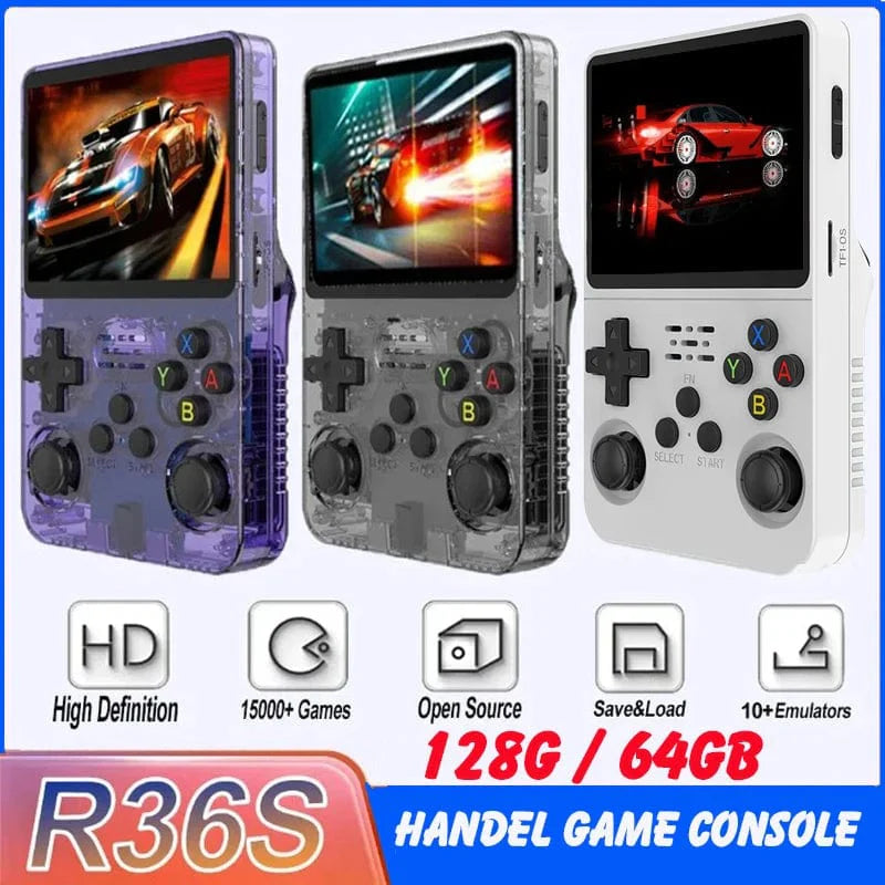 BOYHOM R36S Retro Handheld Game Console with 3.5-inch IPS screen, 64GB storage, portable video game device, Linux system