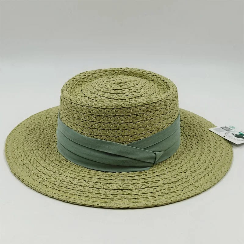 Colorful raffia straw Panama hat for women, bohemian style, perfect for summer beach, vacation, and sun protection.