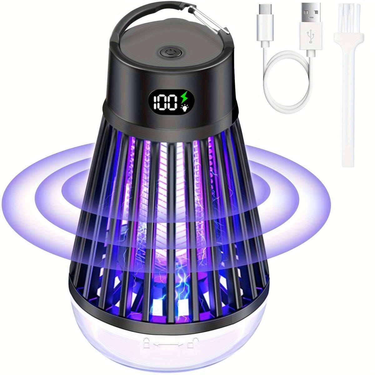 Showlu 2-in-1 mosquito killer lamp with USB rechargeable LED light, portable electric insect zapper for indoor and outdoor use.