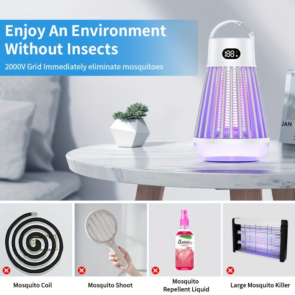 Showlu 2-in-1 Mosquito Killer Lamp with USB rechargeable LED light trap, portable electric insect zapper for indoor and outdoor use