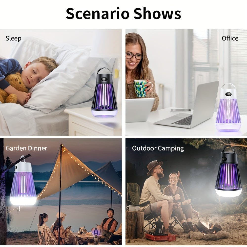 Showlu 2-in-1 Mosquito Killer Lamp with USB rechargeable LED light, portable insect zapper for indoor and outdoor use.