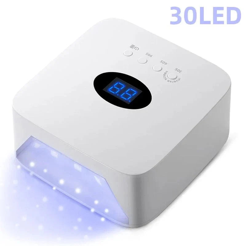 Showlu 72W cordless UV LED nail lamp with heart-shaped design, rechargeable nail dryer for professional manicure and pedicure use.