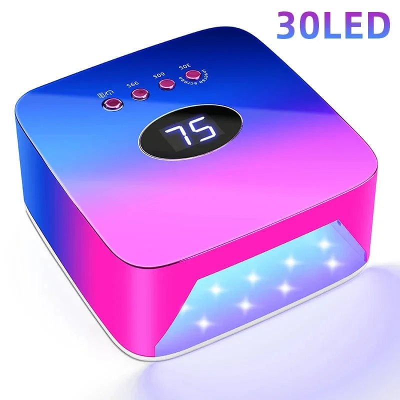 Showlu 72W cordless UV LED nail lamp with rhinestone heart shape, rechargeable nail dryer for professional gel manicures and pedicures.
