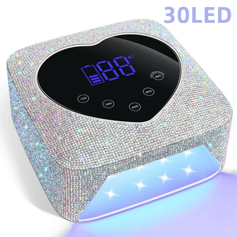 Showlu 72W cordless UV LED nail lamp with heart-shaped design, rechargeable nail dryer for gel manicures and pedicures.