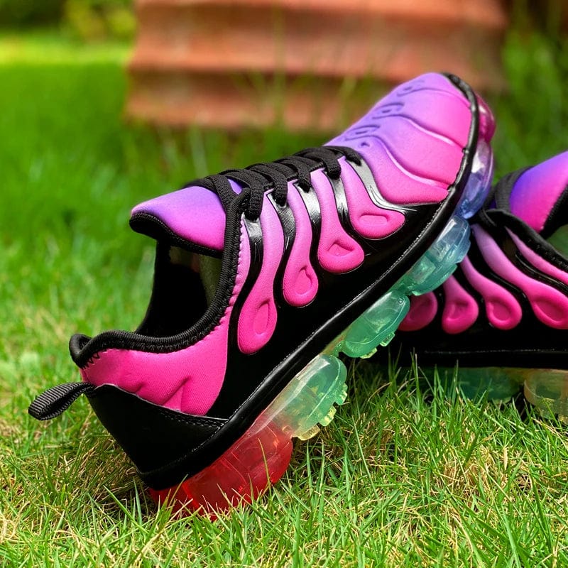 Red Showlu women's casual sports shoes with breathable mesh design, lightweight sneakers for comfortable everyday wear.