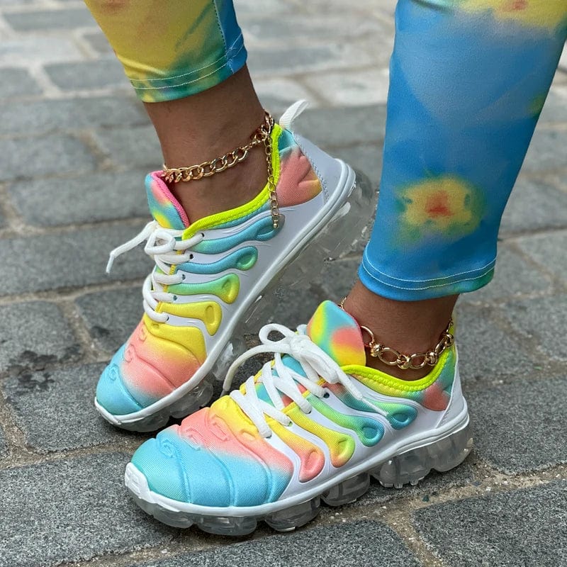 Red Showlu women's casual sports shoes with breathable mesh upper, lightweight design, perfect for active and everyday wear.
