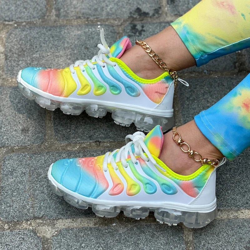 Red women's casual sports shoes by Showlu Fashion featuring breathable mesh sneakers for comfortable everyday wear.
