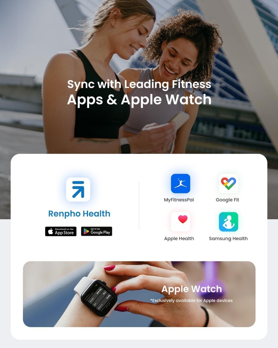 Renpho Elis 1 smart digital bathroom scale with Bluetooth for body weight, BMI, and body fat measurement.