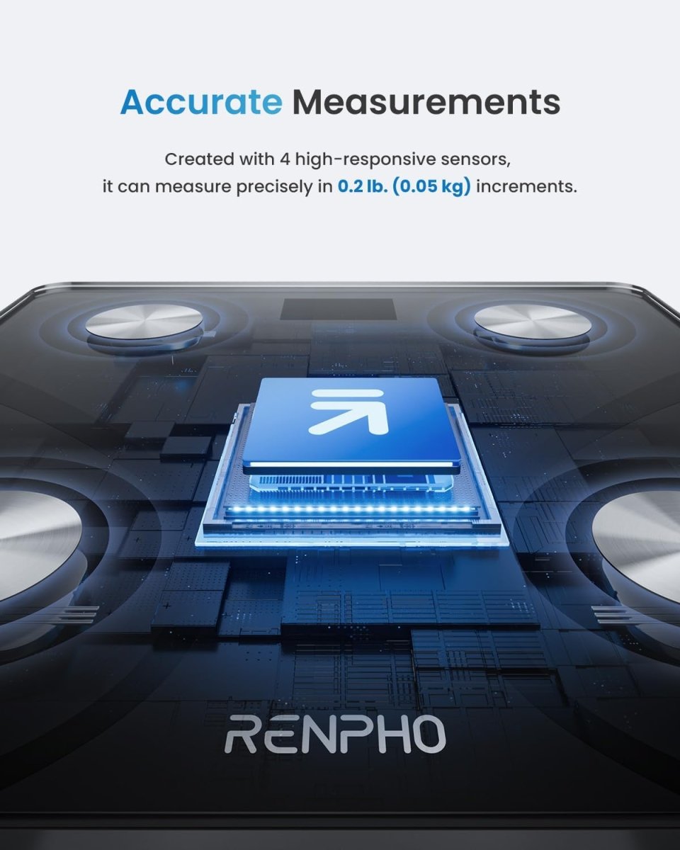 RENPHO Elis 1 Smart Scale digital bathroom scale with Bluetooth for body weight, BMI, and body fat measurement.