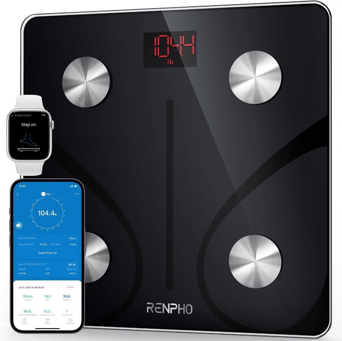 RENPHO Smart Scale for Body Weight, FSA HSA Eligible, Digital Bathroom Scale BMI Weighing Bluetooth Body Fat Scale, Body Composition Monitor Health Analyzer with Smartphone App, 400 lbs - Elis 1 - SHOWLU FASHION STORE