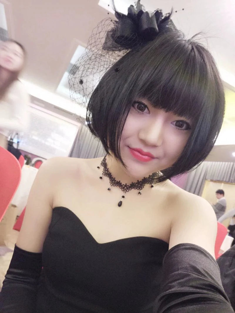 Showlu retro black cheongsam with Billycock veil, featuring a catwalk side clip and vintage-inspired design.