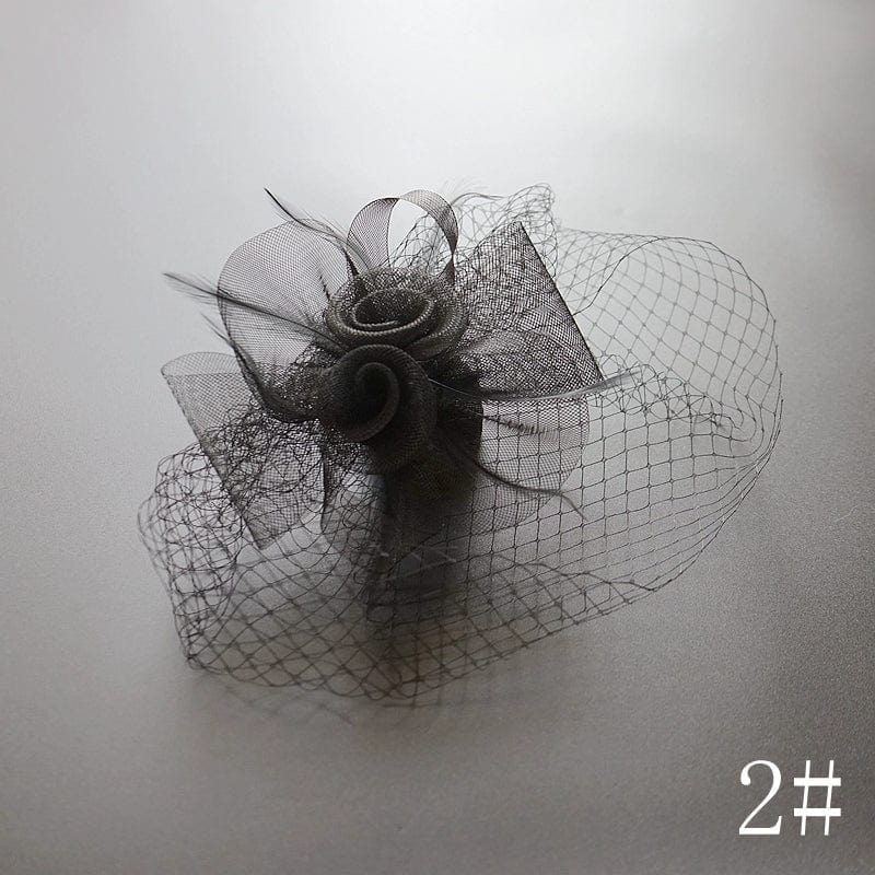 Retro black cheongsam with Billycock veil and catwalk side clip, stylish Showlu Fashion Store costume accessory.