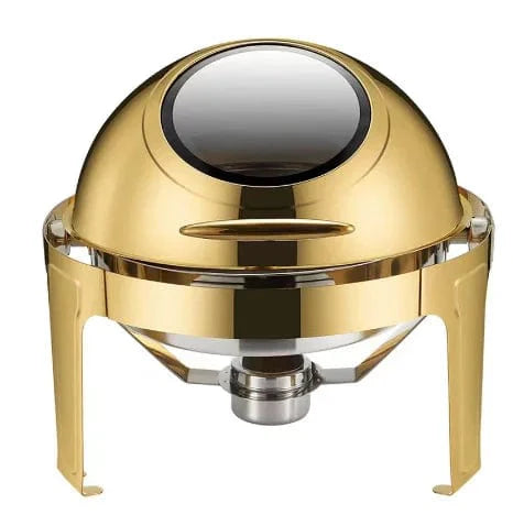 Showlu 9L rectangular stainless steel chafing dish in silver and gold for food warming and catering.