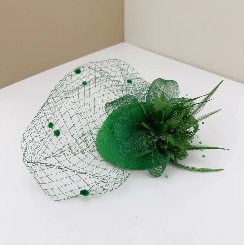 Showlu Retro Mesh Flower Bridal Headdress with Shanghai style hair clip featuring vintage mesh design and floral accents.