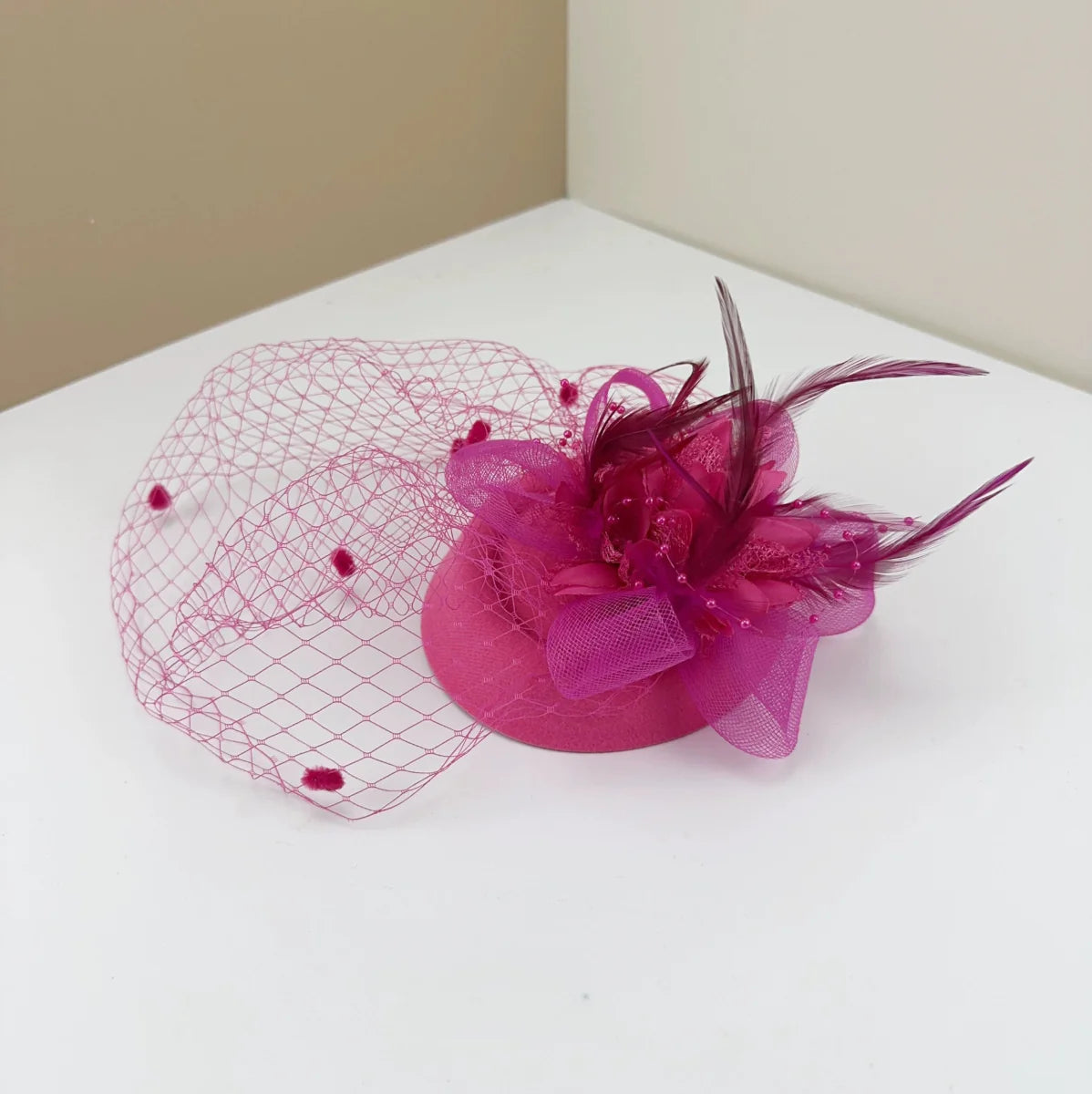 Showlu Retro Mesh Flower Bridal Headdress with Shanghai style hair clip, featuring intricate mesh and floral design for elegant wedding looks.