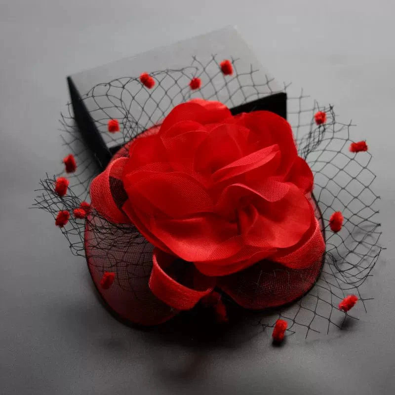 Showlu Retro Gauze Satin Hair Clip, vintage-inspired accessory with soft gauze and satin, ideal for stage or photography styling.