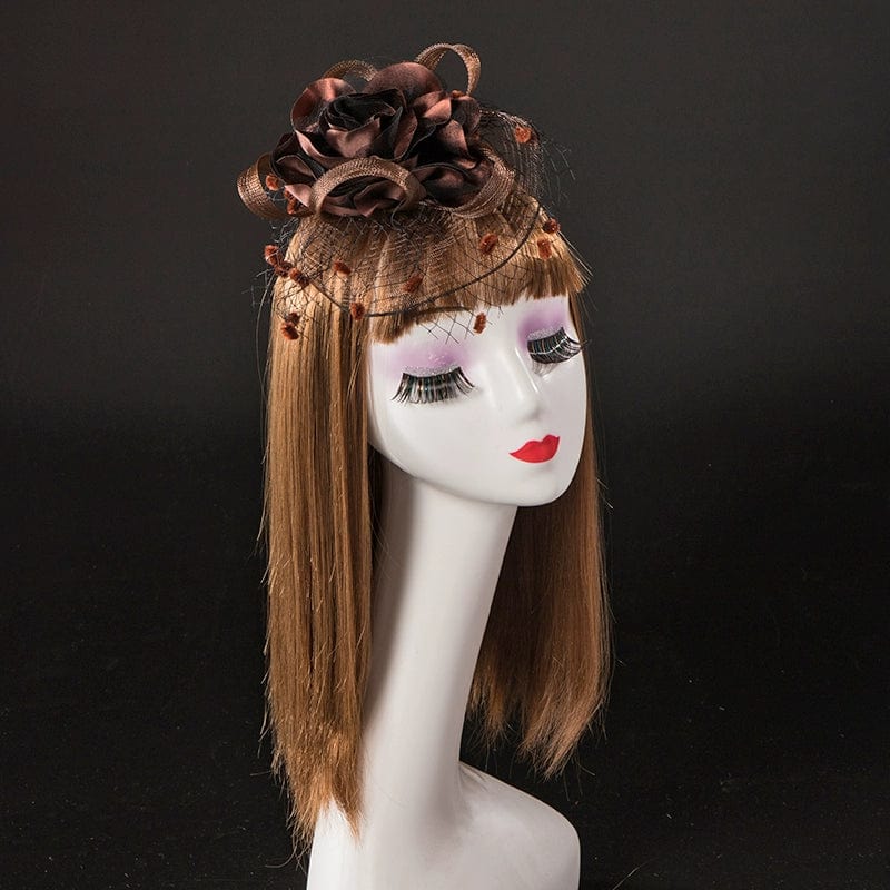 Showlu Retro Gauze Satin Hair Clip, vintage-style hair ornament with soft gauze and satin fabric, ideal for photography or stage performances.