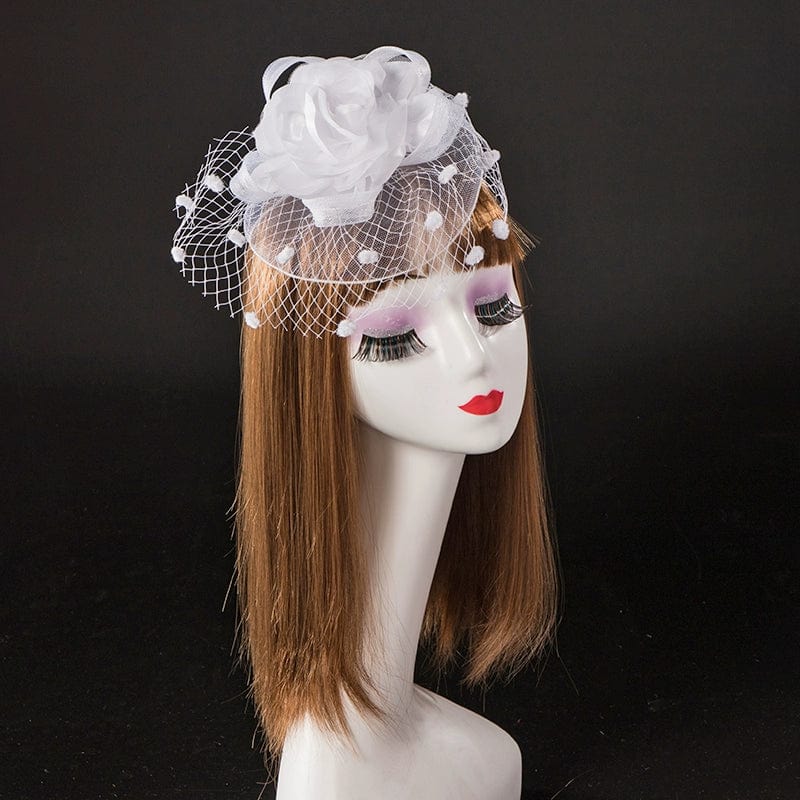 Showlu Retro Gauze Satin Hair Clip used as a photography stage ornament, featuring vintage-style gauze and satin fabric.