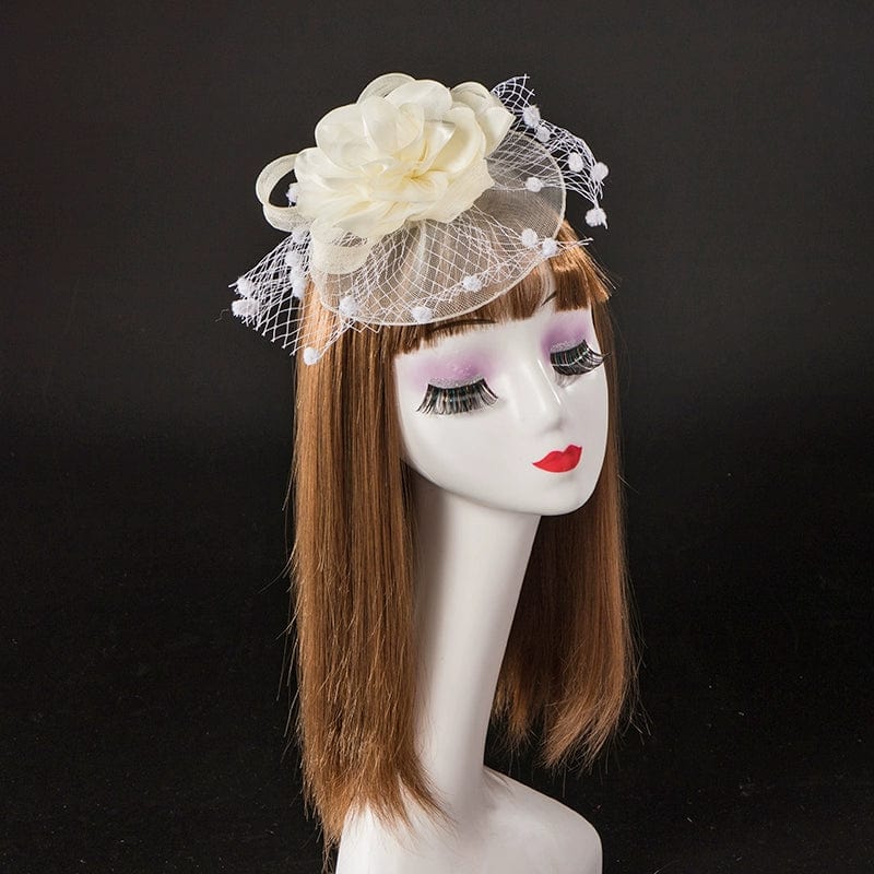 Showlu Retro Gauze Satin Hair Clip, a vintage-style hair ornament with gauze and satin fabric for photography and stage performance.