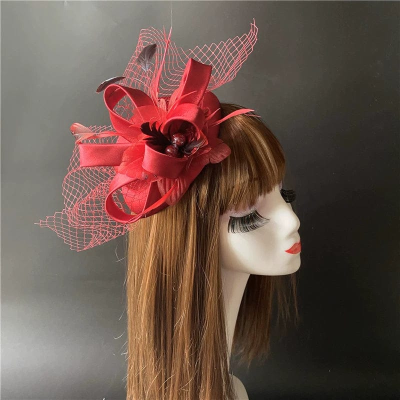 Showlu Fashion Retro Billycock Headdress with elegant silk yarn veil and hairpin, perfect for vintage party gatherings.