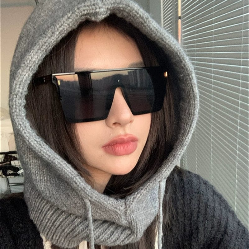 Showlu Retro Rectangular Sunglasses with large rim, UV protection, stylish fashion eyewear for a sleek, slim look.